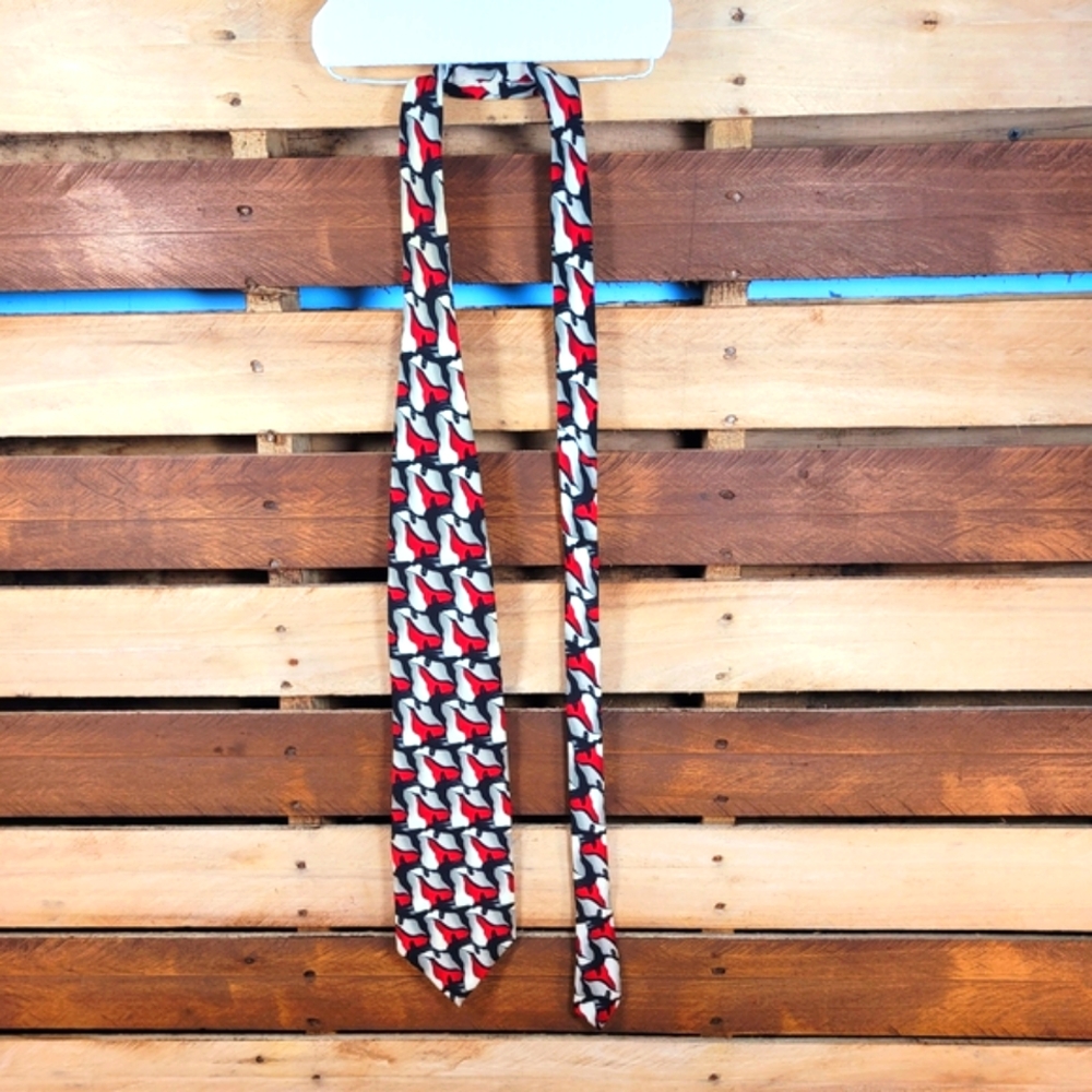 J. Garcia Red Black White Vibrant Abstract Men's Tie
